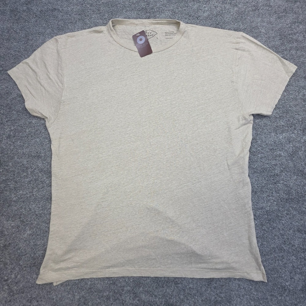 Alex Crane Sun Tee Shirt Men's Large Biege (Bone) Short Sleeve 100% Linen NWT